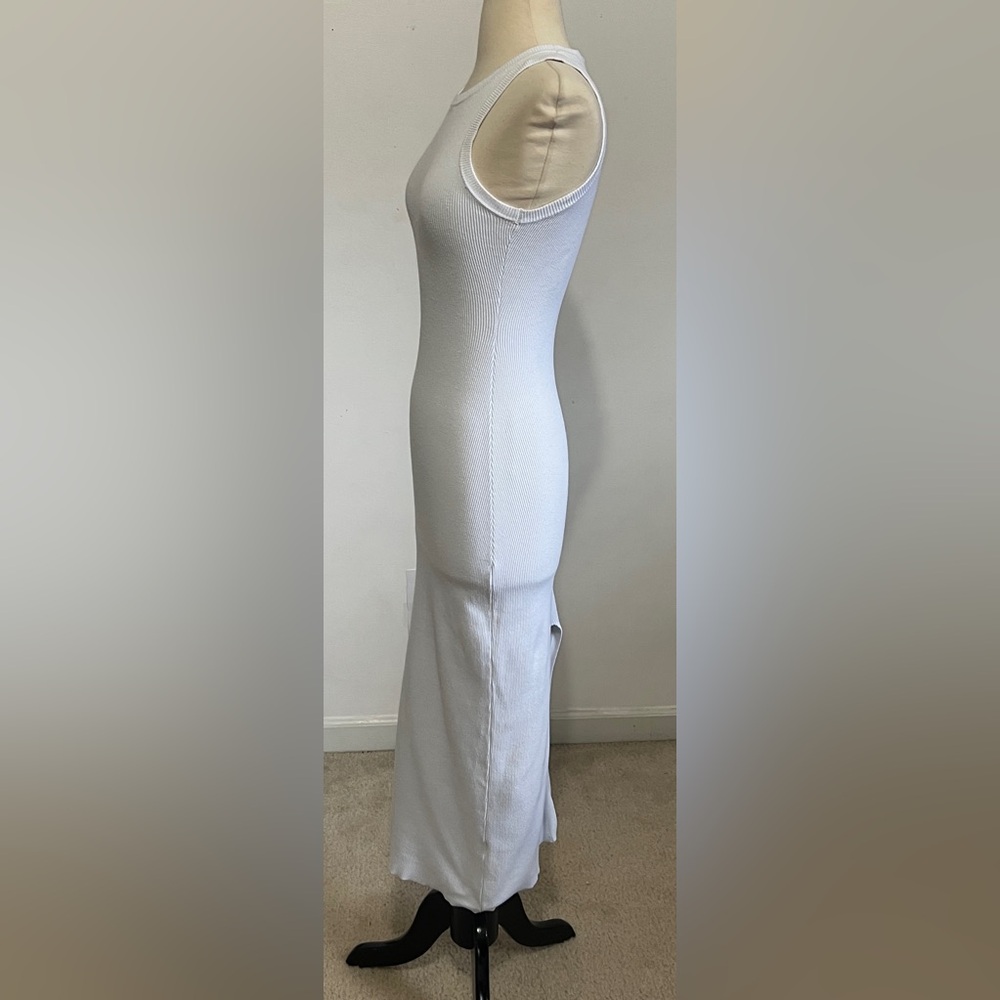 DISSH White Ribbed Sleeveless Maxi Dress Cotton Stretch Size M - Picture 4 of 9